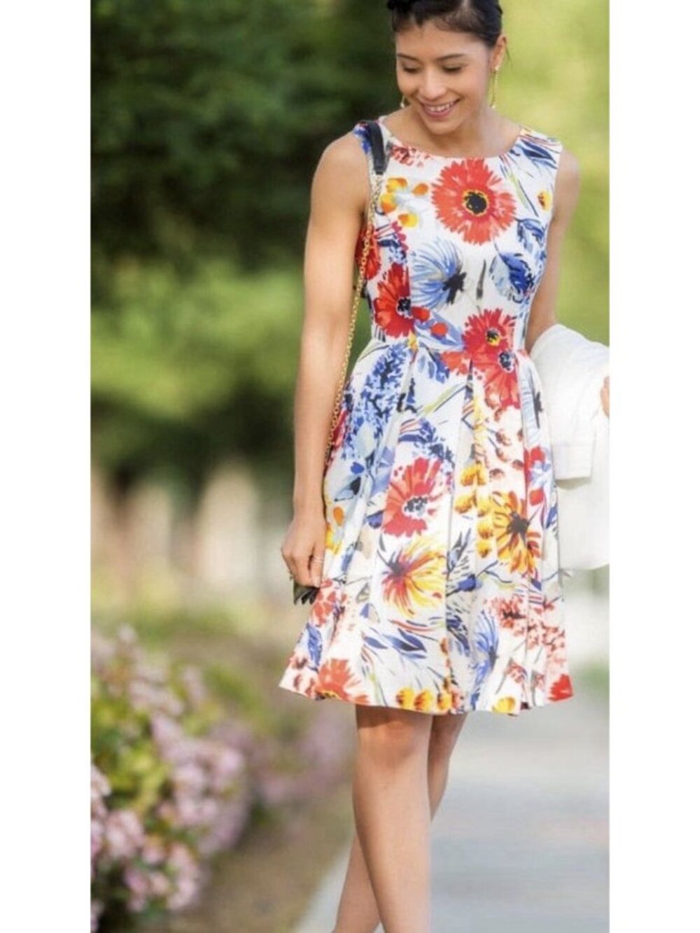 Donna Morgan Floral Fit Flare Dress Womens 10 Sleeveless Wedding Guest Party
